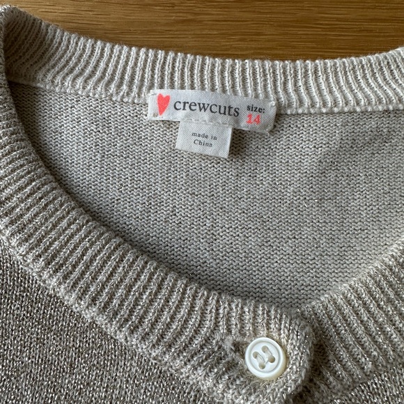 JCrew Crewcuts Girls Gold Lamé Cardigan 14 Years - Picture 2 of 7